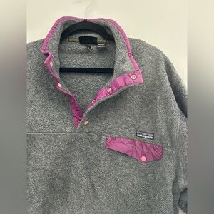 Vintage Patagonia Women's Lightweight Synchilla Snap-T Pullover grey and purple